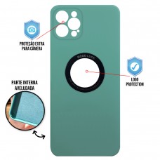 Capa para iPhone 12 Pro - Case Silicone Safe Glass Verde Aço